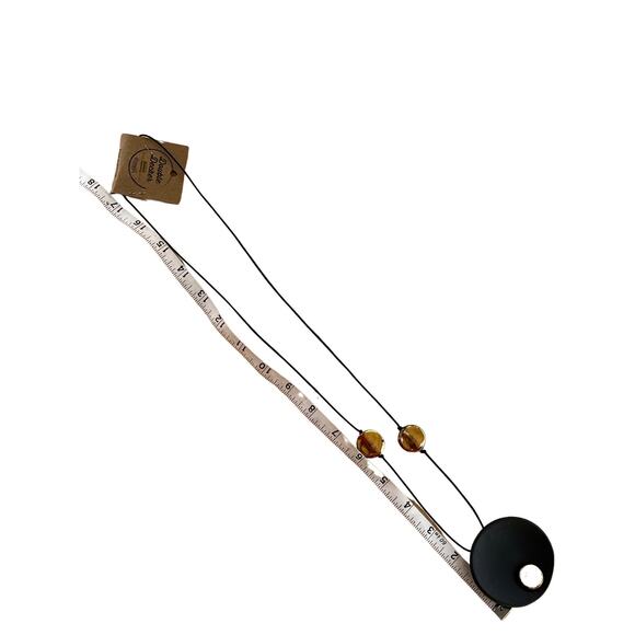 Vintage Gold and Black Ceramic Art Necklace - Picture 5 of 6